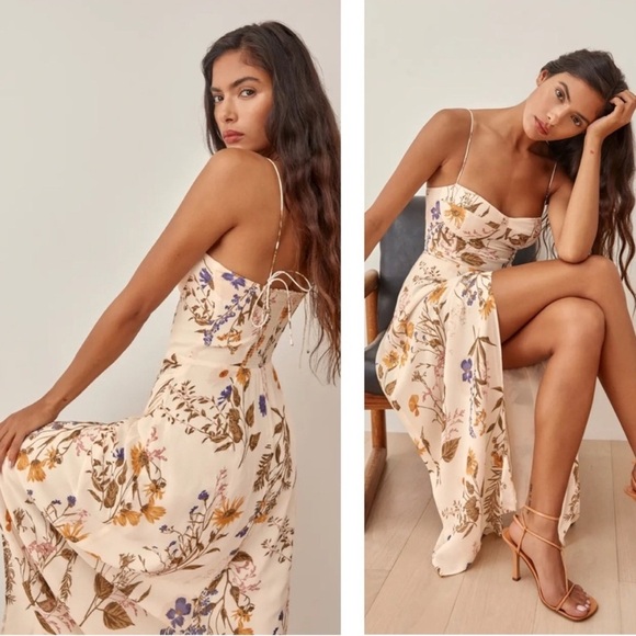 Reformation |  Kourtney Dress Frolic Floral Print Midi Dress, 12 - Picture 16 of 16
